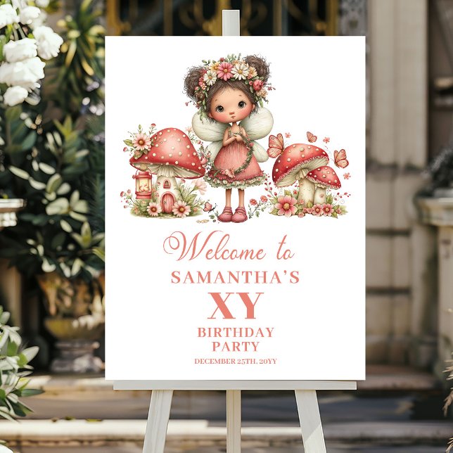 Whimsical Pink Fairy 3rd Birthday Welcome Poster (Whimsical Pink Fairy 3rd Birthday Welcome Poster)