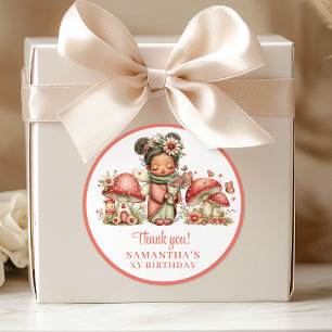 Whimsical Pink Fairy Blush Birthday Thank You  Classic Round Sticker