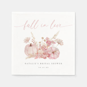 Whimsical Pink Fall in Love Bridal Shower Napkin