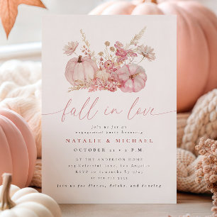 Whimsical Pink Fall in Love Engagement Party Invitation