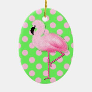 Whimsical Pink Flamingo Christmas Ornament