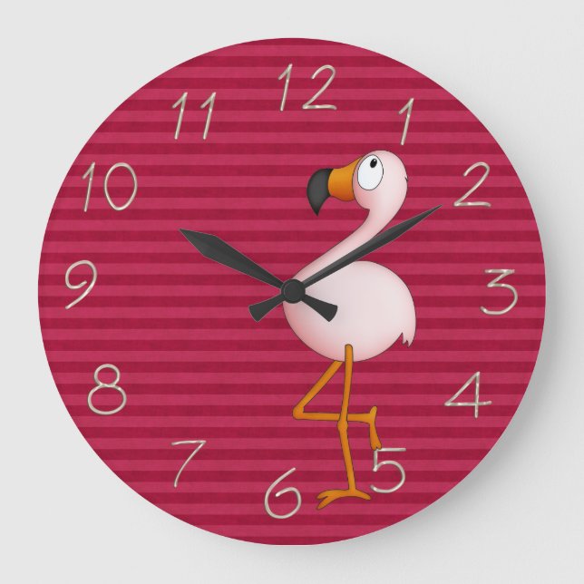 Whimsical Pink Flamingo Clock (Front)