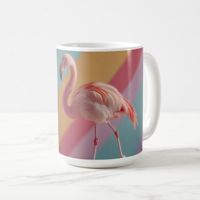 Whimsical Pink Flamingo on Roller Skates Coffee Mug (Front Right)