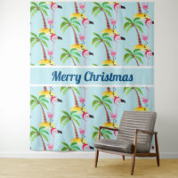 Whimsical Pink Flamingo Tropical Christmas