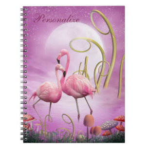 Whimsical Pink Flamingos Personalised Notebook