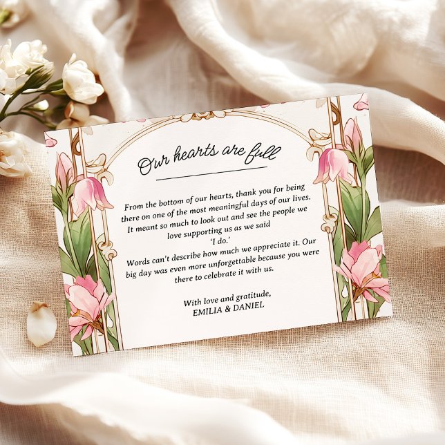 Whimsical Pink Floral Art Nouveau Wedding   Thank You Card (Creator Uploaded)