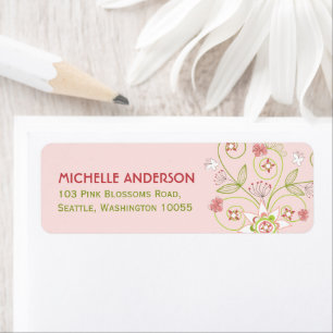 Whimsical Pink Floral Blooms Baby Shower Address