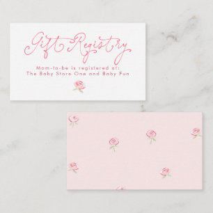 Whimsical Pink Floral Gift Registry Minimalist Enclosure Card
