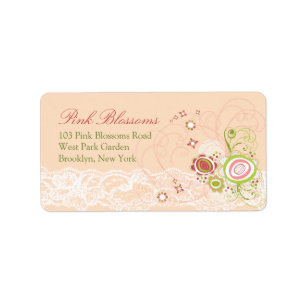Whimsical Pink Floral Petite Blooms Lace Address Label