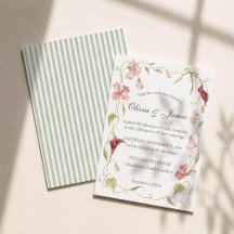 Whimsical Pink Floral Vine Bow Garden Wedding