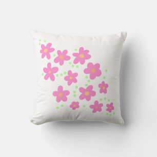 Whimsical Pink Flowers Cushion
