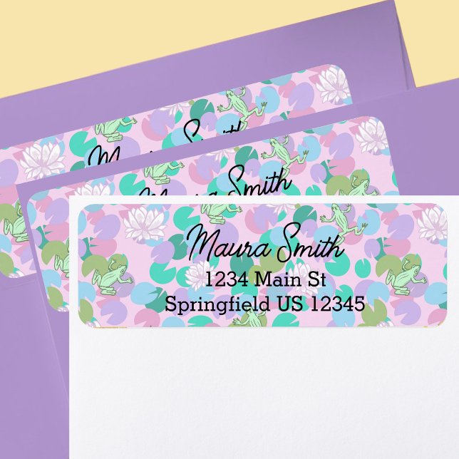 Whimsical Pink Frogs cute return address (Creator Uploaded)
