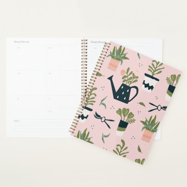 Whimsical Pink Gardening Printed Pattern Planner (Display)