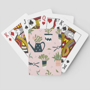 Whimsical Pink Gardening Printed Pattern Playing Cards
