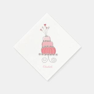 Whimsical Pink Girl Daisy Birthday Cake Kids Party Napkin