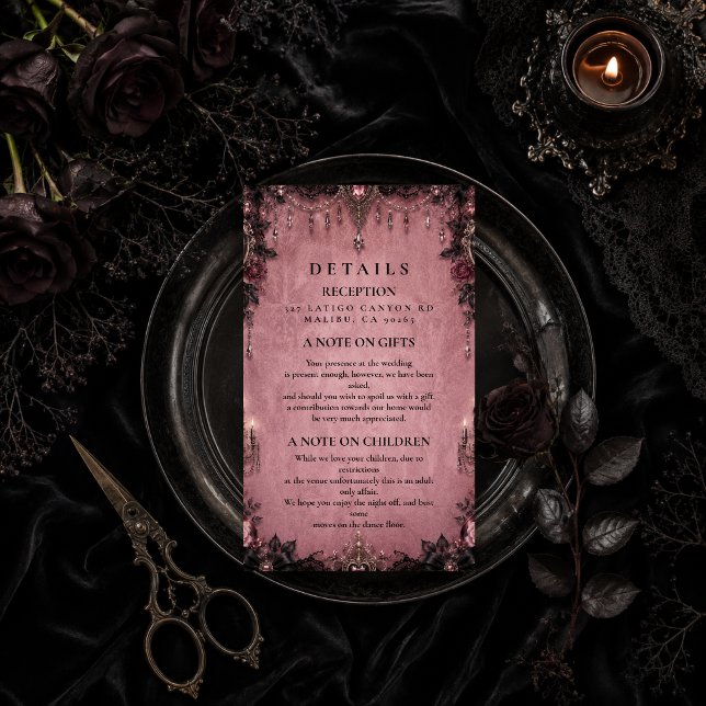 Whimsical Pink Goth Wedding Enclosure Card (Creator Uploaded)