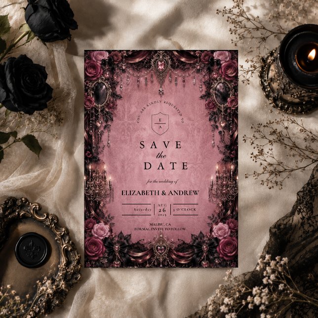 Whimsical Pink Goth Wedding Save The Date (Creator Uploaded)