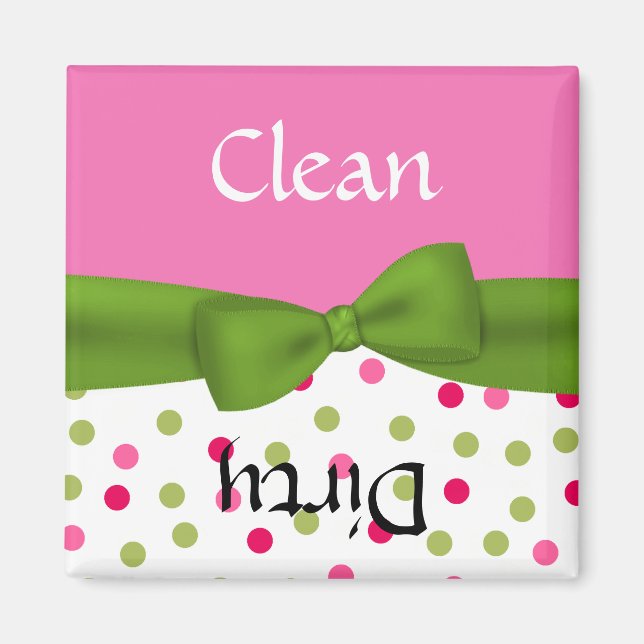 Whimsical Pink & Green Dishwasher Magnet (Front)