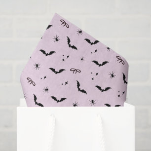 Whimsical Pink Halloween Bats, Spiders & Bows Tissue Paper
