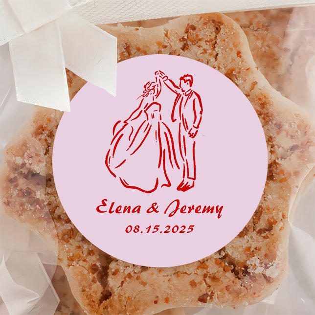 Whimsical Pink Hand Drawn Wedding Sticker (Creator Uploaded)