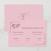 Whimsical Pink Hand Written Scribble Wedding RSVP 