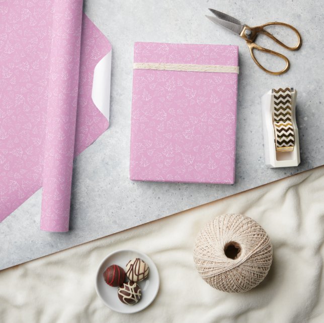 Whimsical Pink Holiday Tree Joy Wrapping Paper (Crafts)