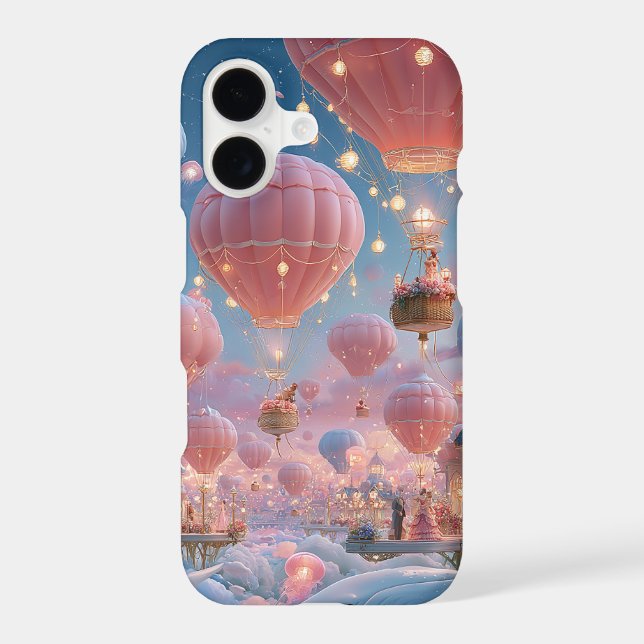 Whimsical Pink Hot Air Balloons Lanterns Clouds (Back)