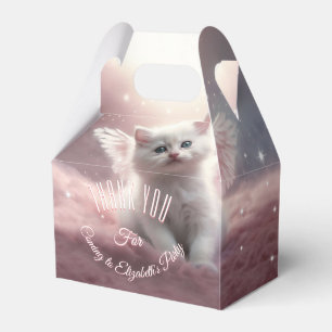 Whimsical Pink Kitten with Angel Wings Favour Box