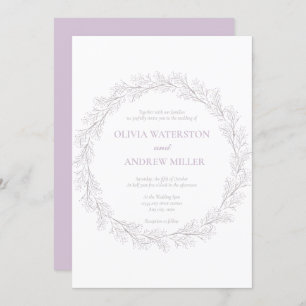 Whimsical Pink Mauve Wreath Wedding Invitation