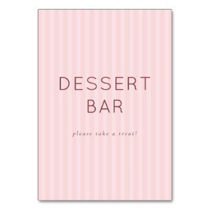 Whimsical Pink Minimalist Dessert Bar Sign Table Number