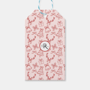Whimsical pink monogram gift tags