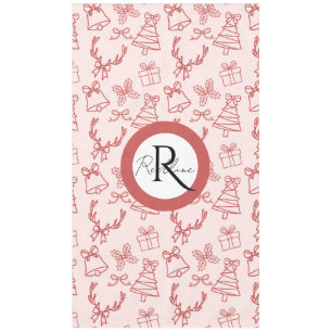 Whimsical pink monogram tablecloth