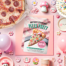 Whimsical Pink Mushroom Pizza Party Birthday