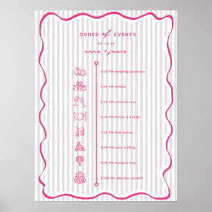 Whimsical Pink Order of Events Timeline Poster