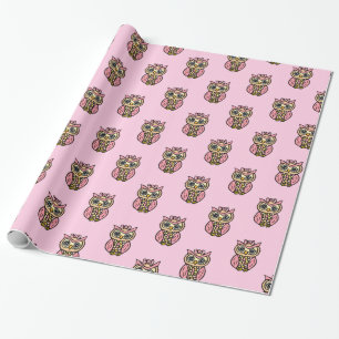 Whimsical Pink Owls Wrapping Paper