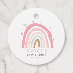 Whimsical Pink Pastel Rainbow Baby Shower Favour Tags