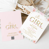 Whimsical Pink Peonies It's a Girl Baby Shower