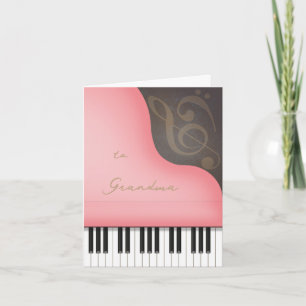 Whimsical Pink Piano Mum or Grandma Mother's Day Card
