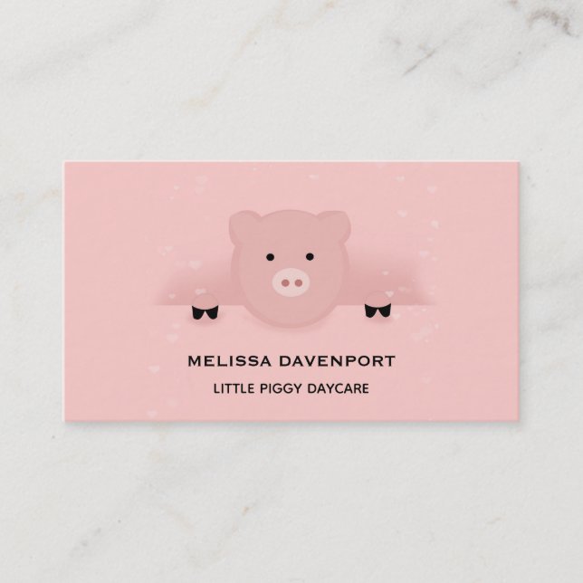 Whimsical Pink Pig Business Card (Front)