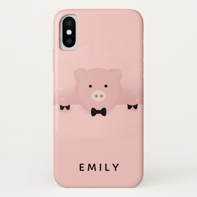 Whimsical Pink Pig Cute Farm Animal Case-Mate iPhone Case (Back)