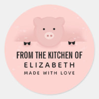 Whimsical Pink Pig Cute Farm Animal Kitchen