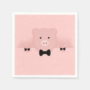 Whimsical Pink Pig Cute Farm Animal Napkin