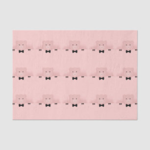 Whimsical Pink Pig in Black Bow Tie Pattern Tissue Paper