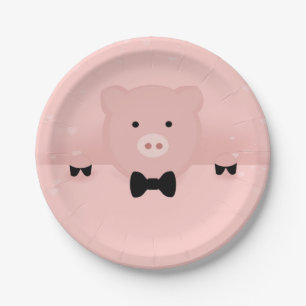 Whimsical Pink Pig Paper Plate