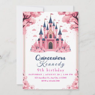 Whimsical Pink Princess Castle Birthday Invitation