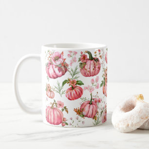 Whimsical Pink Pumpkin Cottagecore Watercolor Tea Coffee Mug