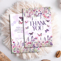 Whimsical Pink Purple Butterflies & Wildflowers