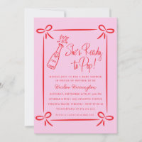 Whimsical Pink Ready to Pop Baby Shower Invitation