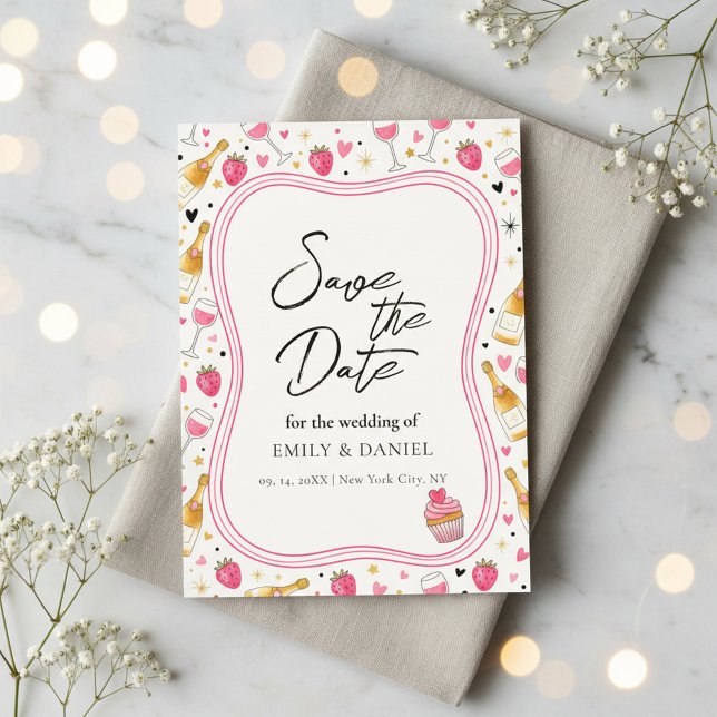 Whimsical Pink Save the Date Wedding Design Invitation (Creator Uploaded)