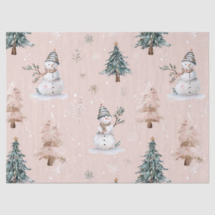 Whimsical Pink Snowman Christmas - Winter (2) Tissue Paper